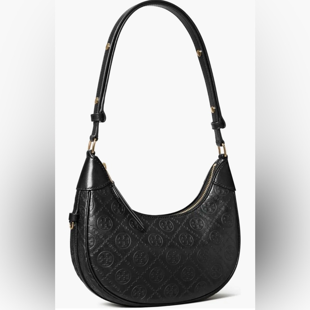 NEW Tory Burch T Monogram Leather Crescent Shoulder Bag